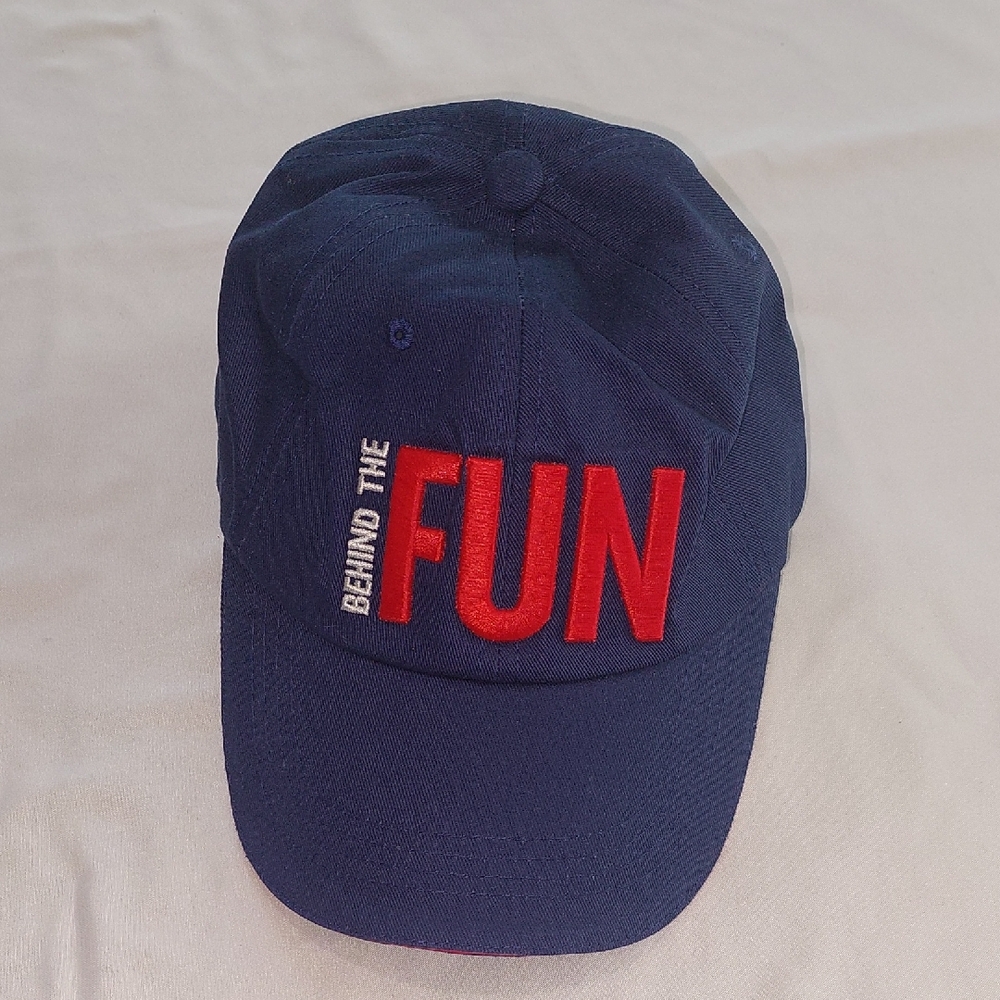 Carnival Navy Cap with Red 'FUN' Embroidery